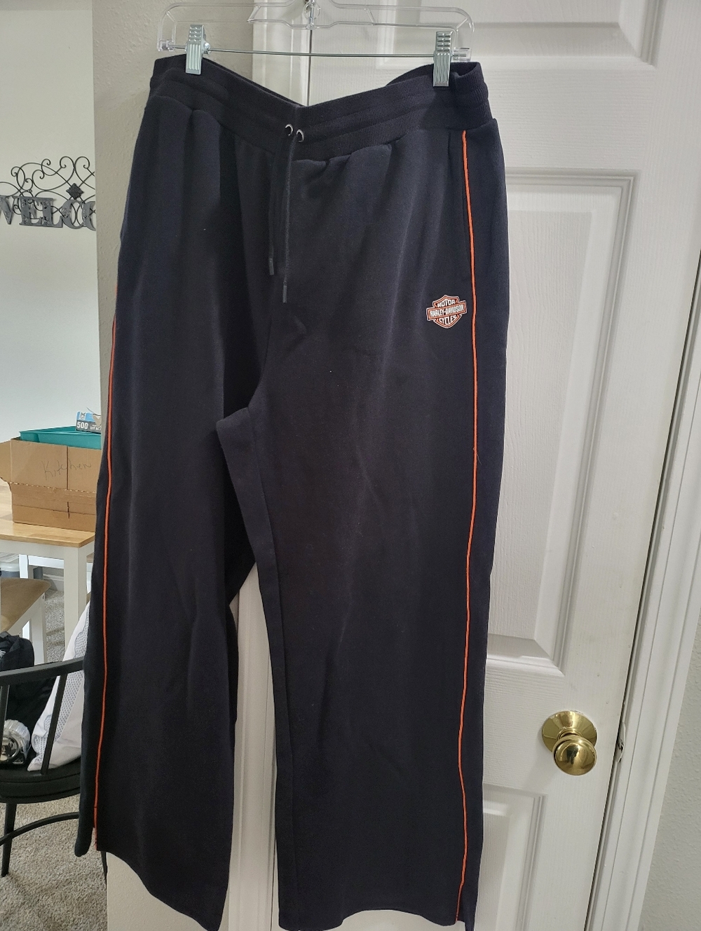 Harley-Davidson Black Sweatpants with Orange Side Piping
